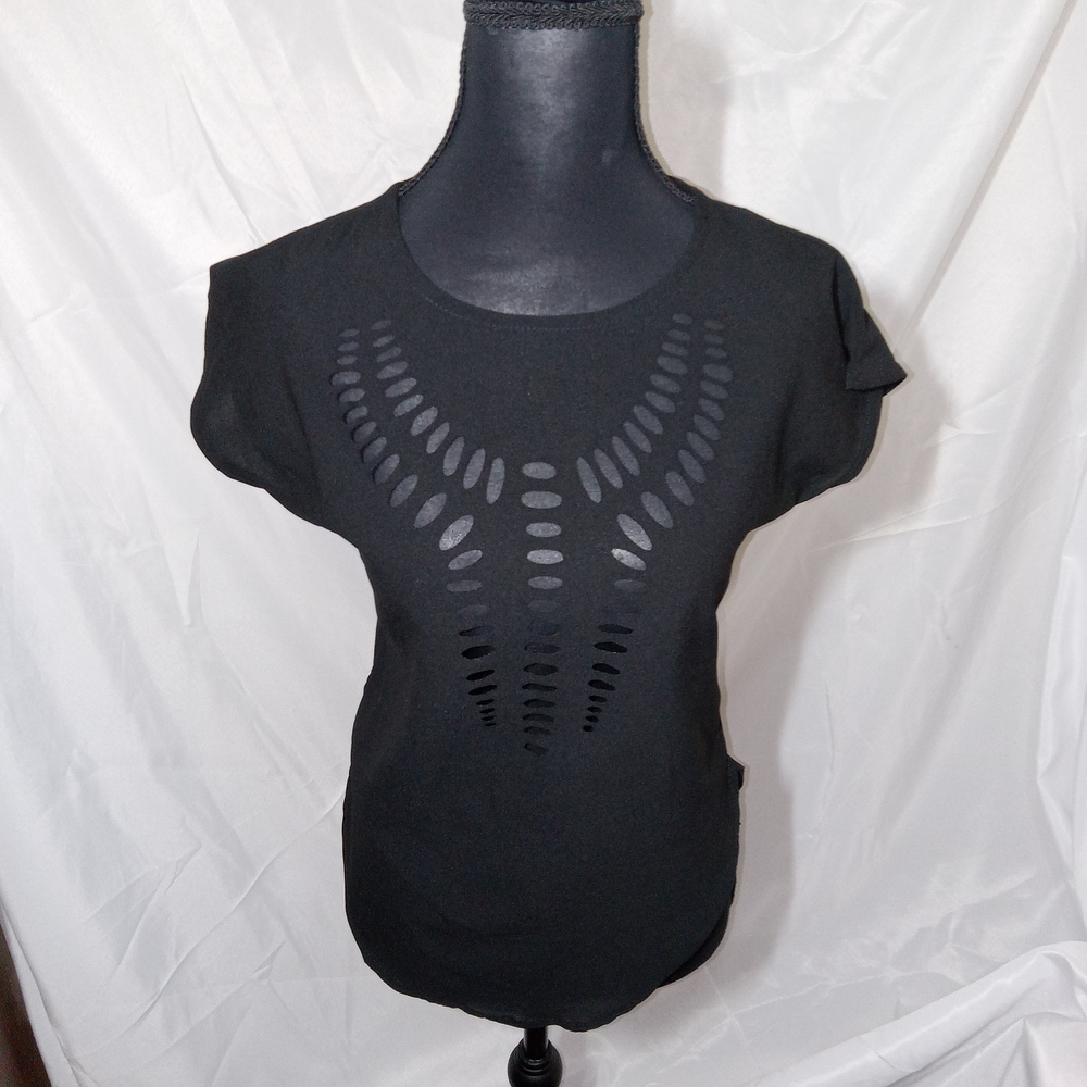 Anthropologie Fei Black Cutout Juniors Top Size XL